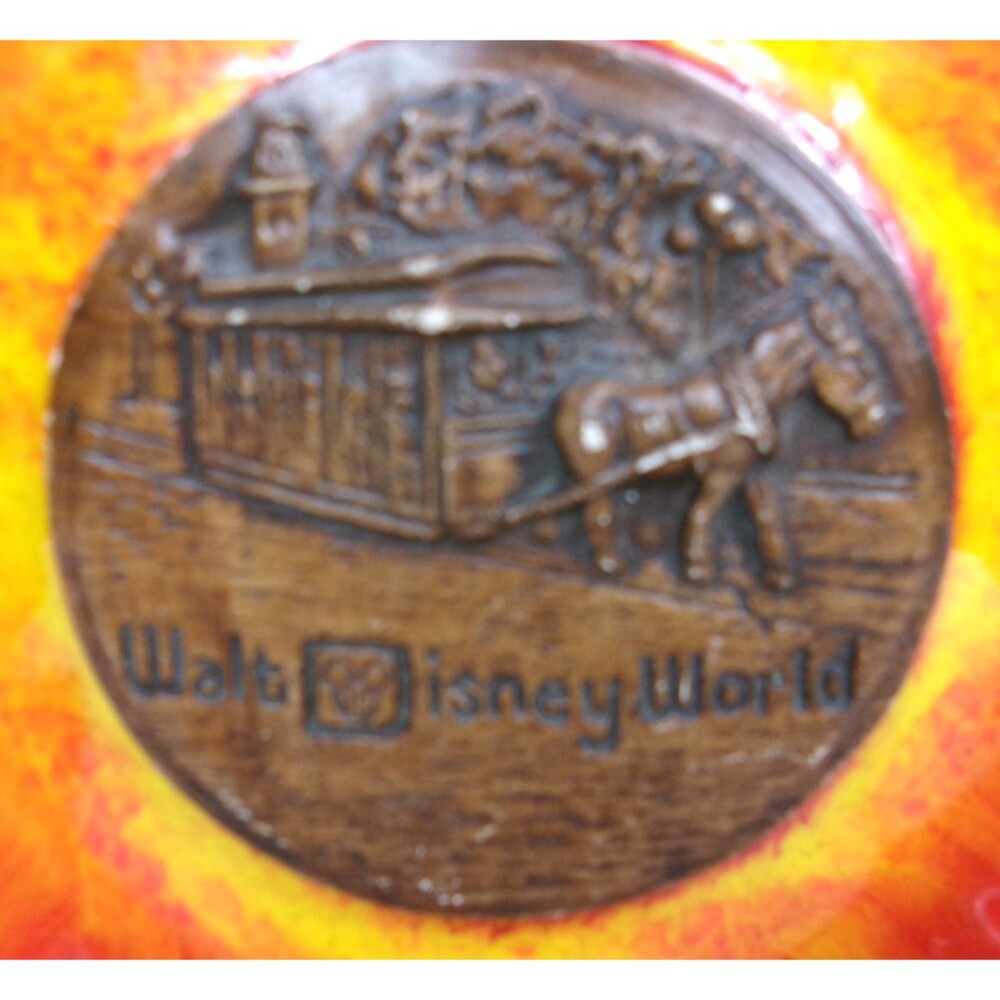 Vintage Walt Disney World Souvenir Plate Ashtray Trinket Dish Horse and Buggy 8" - Picture 2 of 4
